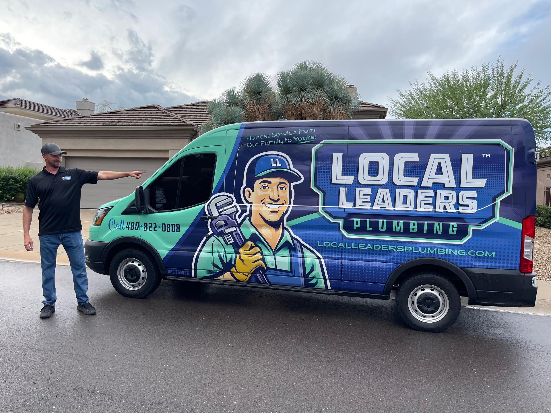 Local Leaders Plumbing service van and technician